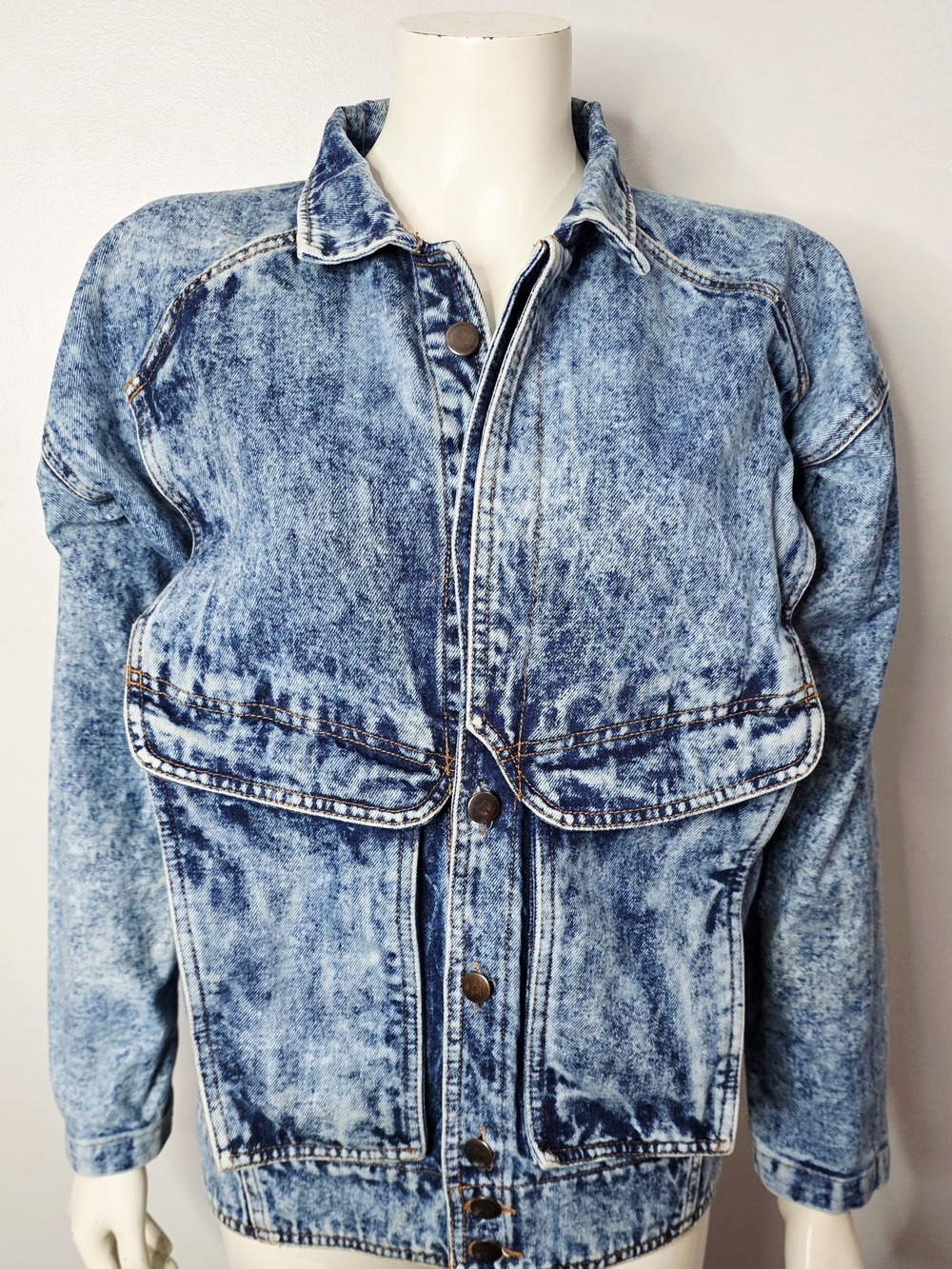 Vintage 1980s / 1990s Oversized Acid Wash Denim Jacket